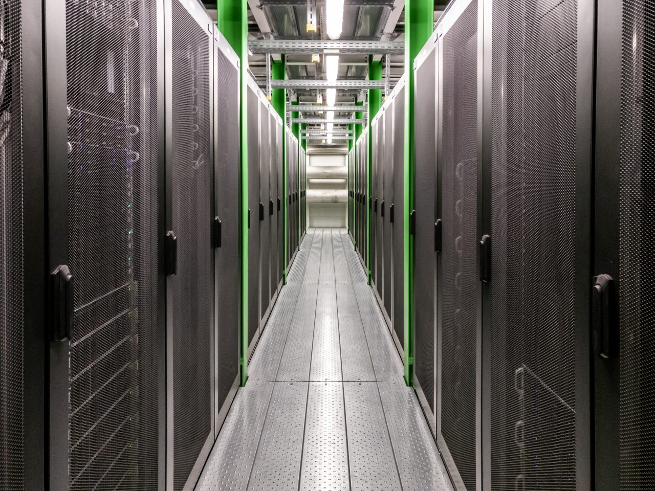 A corridor in server room data center